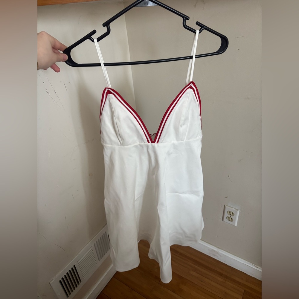 Zara White and Red Trim Chemise